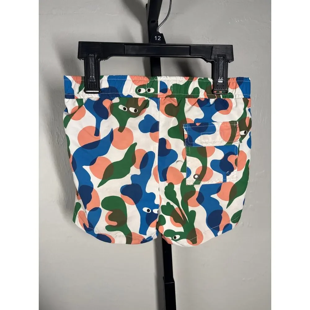 Stella McCartney Swim Short Kids Boys 4 Green Blue Seaweed Print Boxer Surf